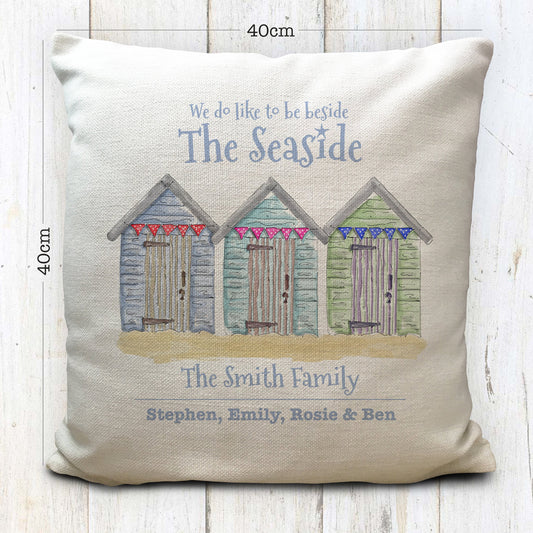 Personalised Seaside Holiday Home Cushion Cover 16"