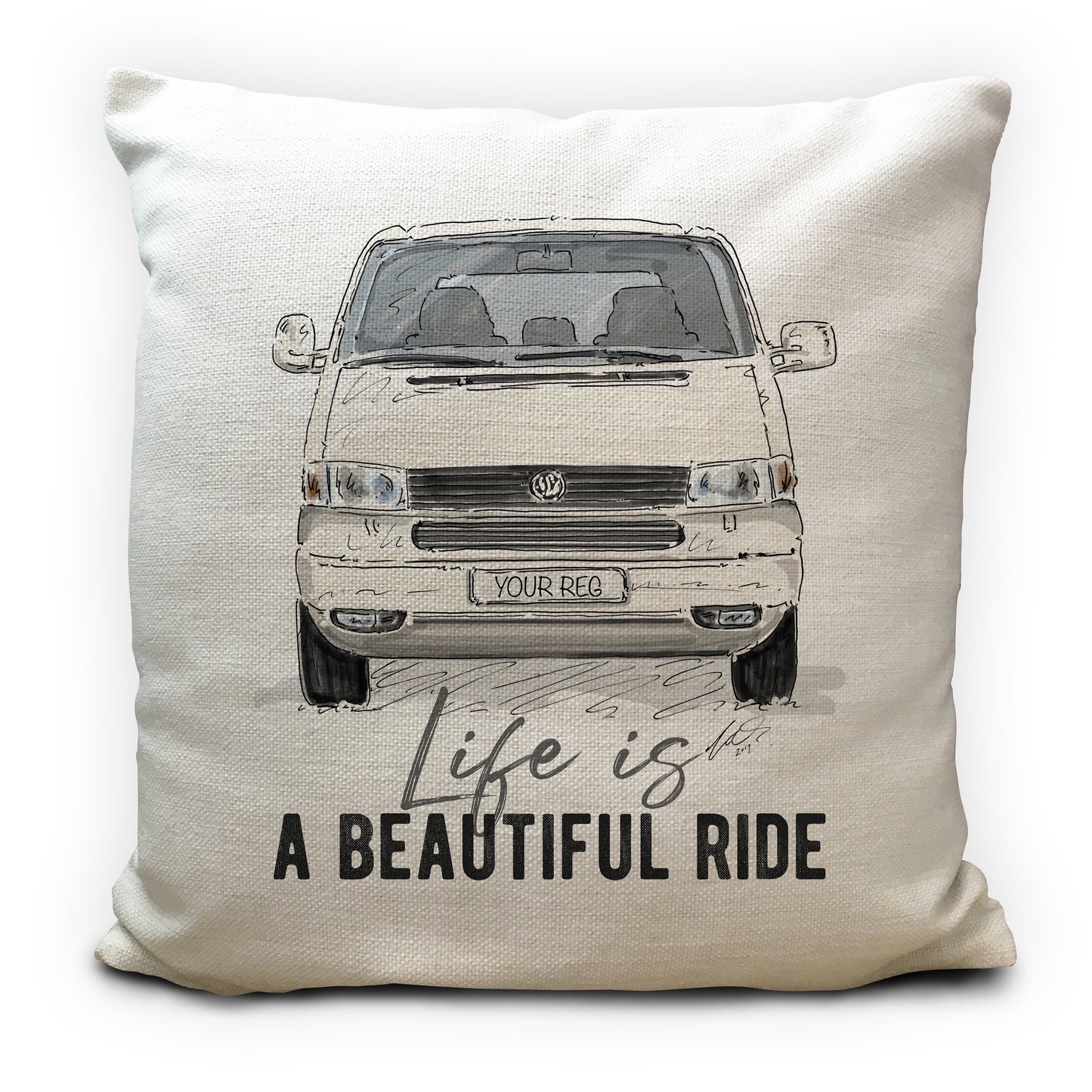 personalised transporter T4 Gift cushion cover white