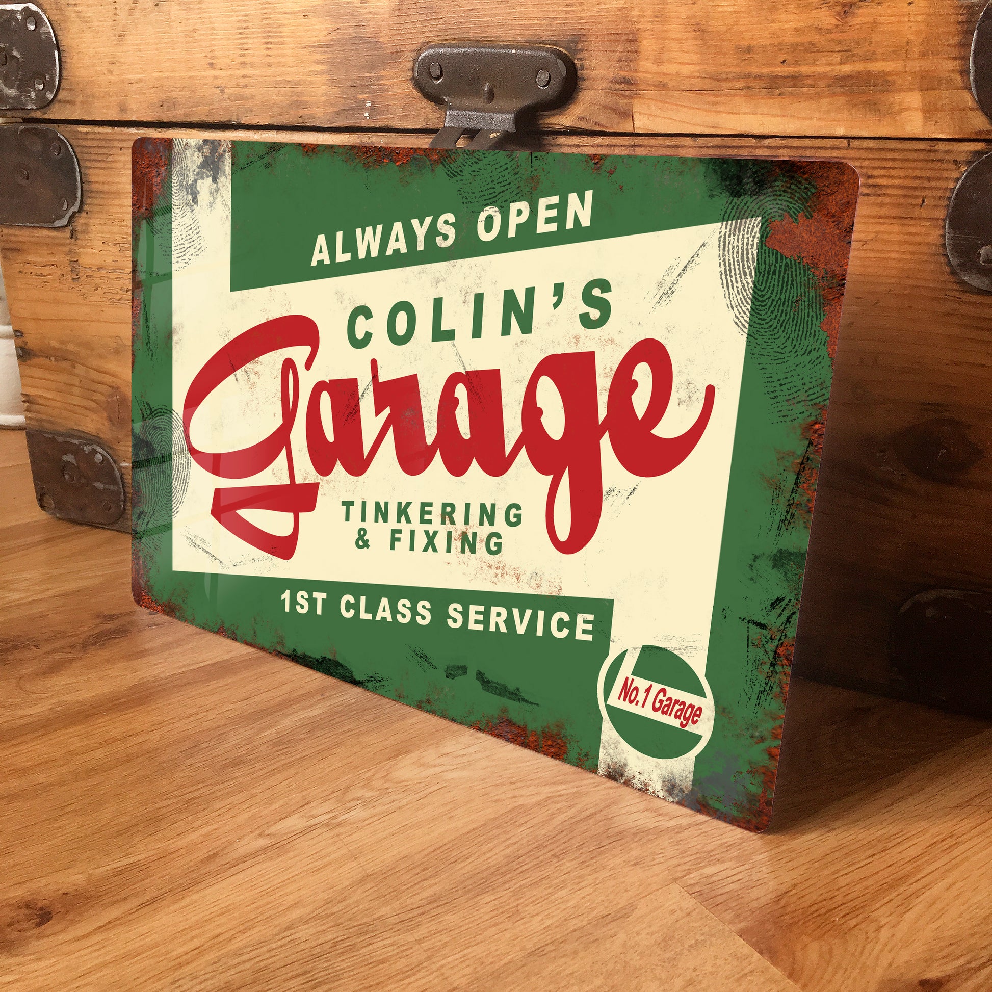 Vintage Retro Garage sign made from metal - Personalised Gift