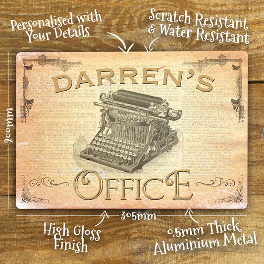 Personalised Metal Office Sign  200mm x 305mm