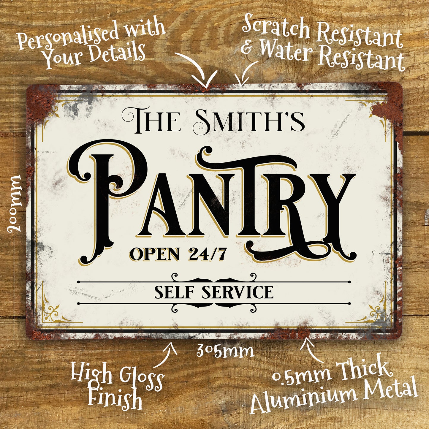 Personalised Pantry Sign Vintage Metal Sign 200mm x 305mm