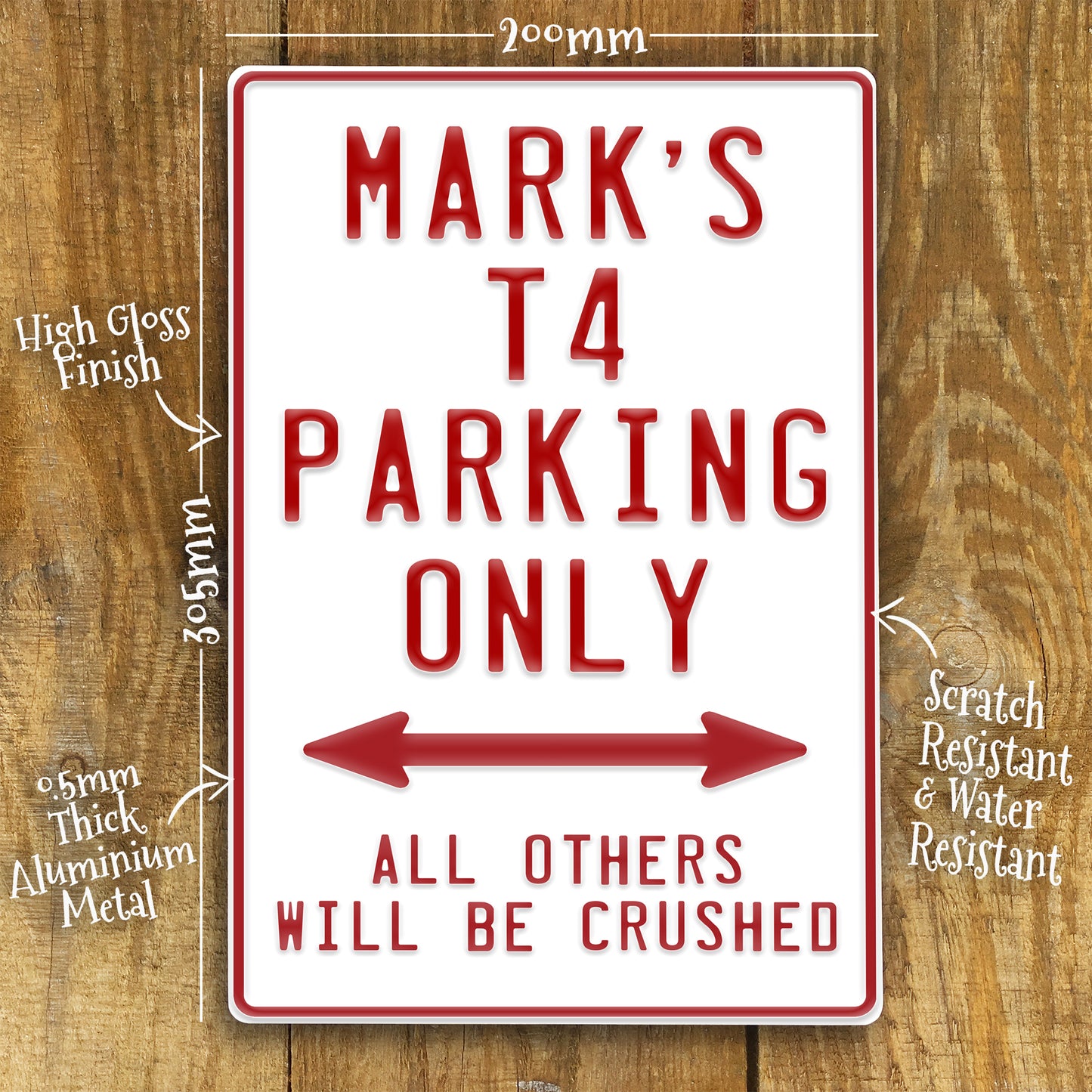 Personalised Parking Sign Classic Vehicle Warning 200mm x 305mm