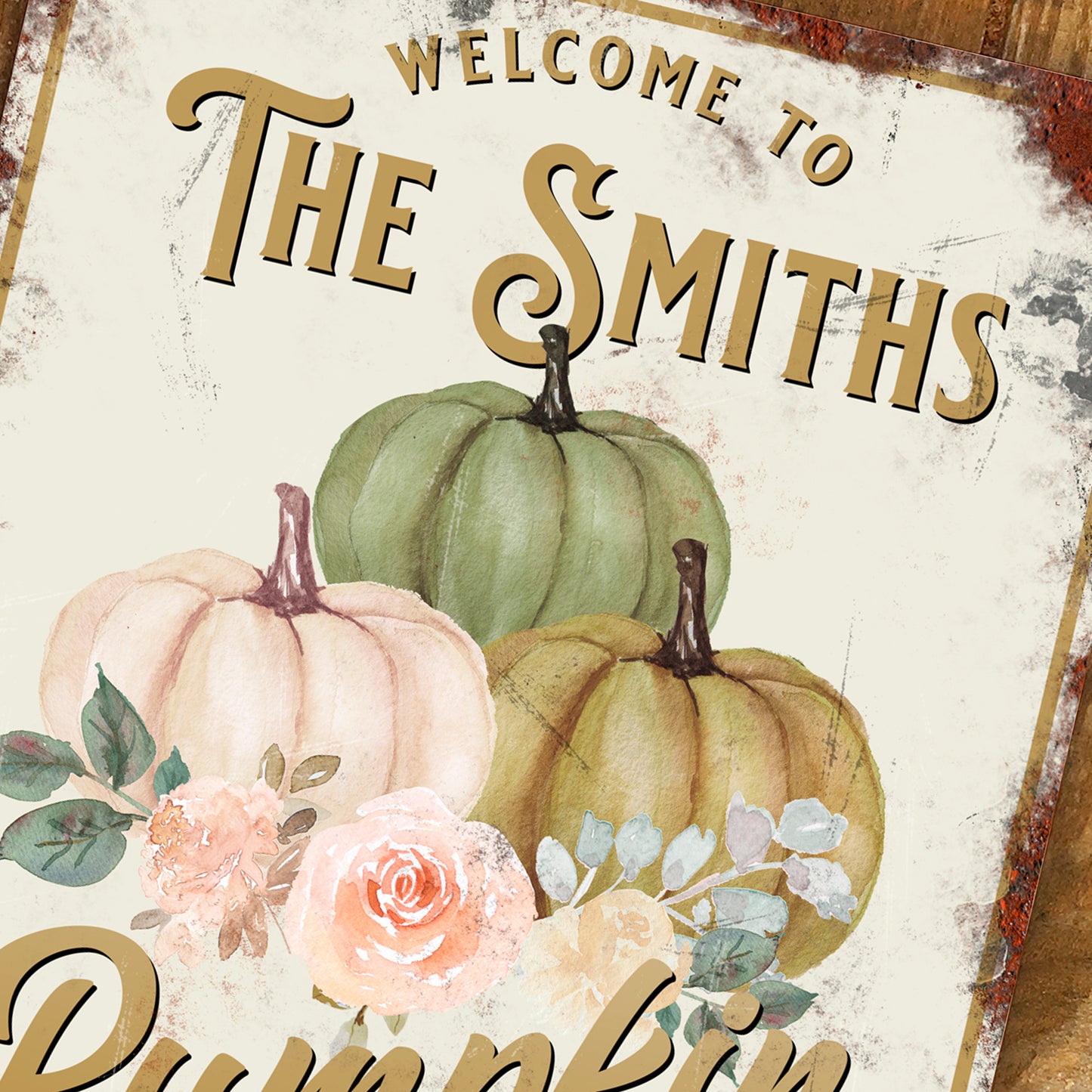 Personalised Autumn Pumpkin Metal Sign 200mm x 305mm