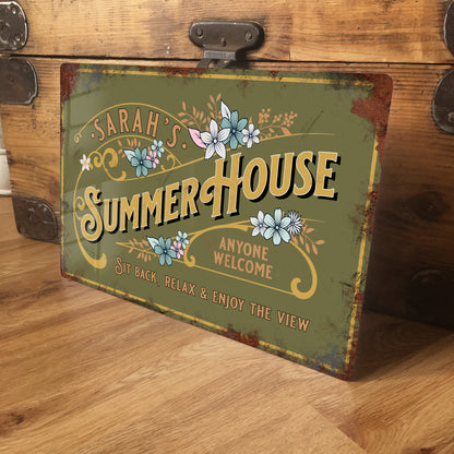Personalised Vintage Retro Summer House Metal Sign