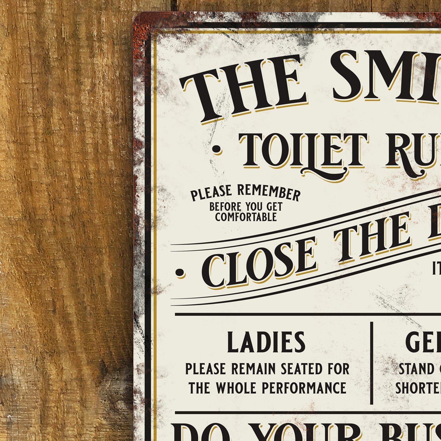Personalised Toilet WC Rules Metal Door Wall Sign Vintage 200x305mm