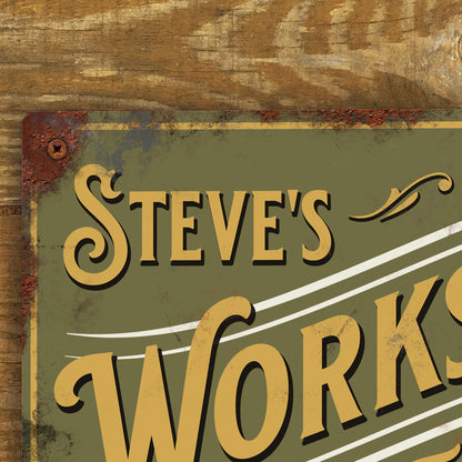 Personalised Workshop Sign Metal Garage Sign Vintage 200x305mm