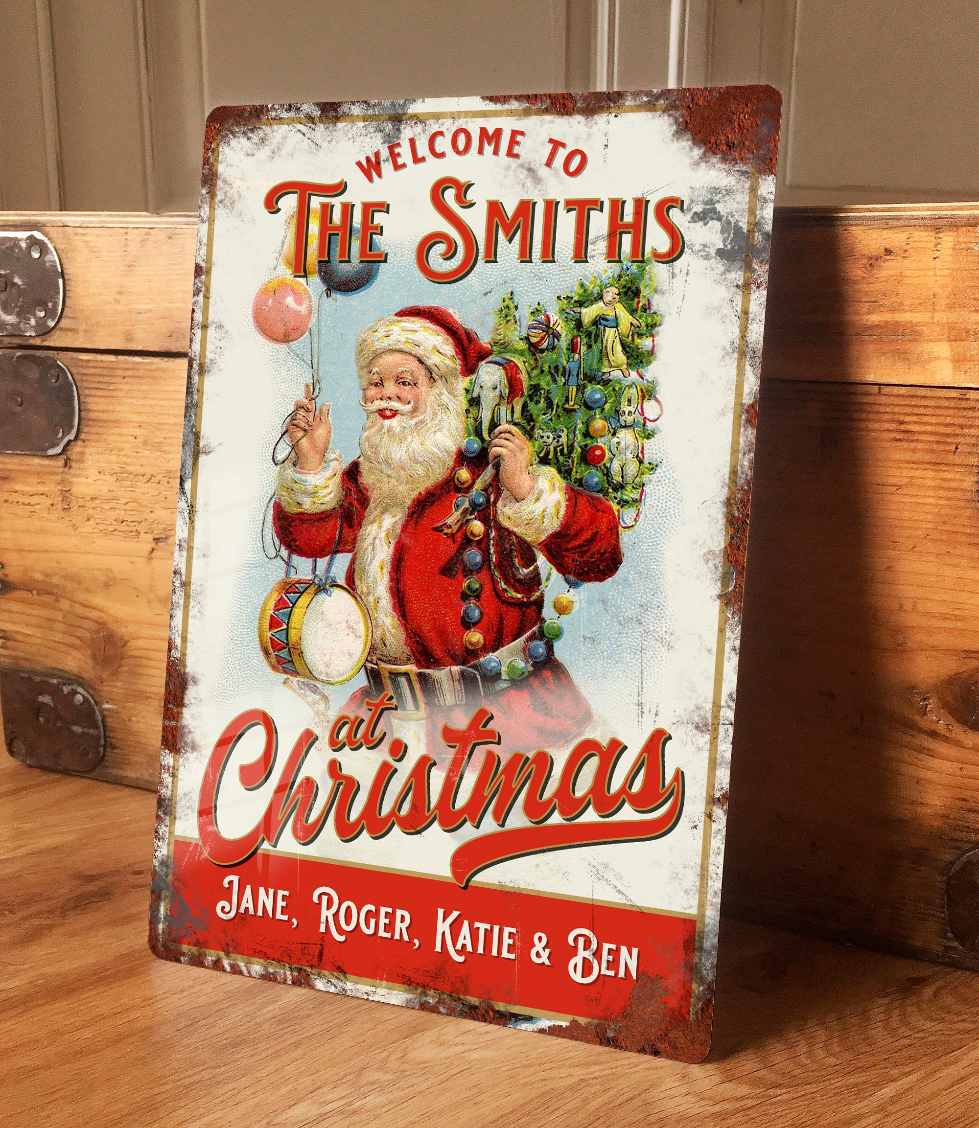 Personalised Christmas Santa Metal Sign 200mm x 305mm – Giraffe and ...
